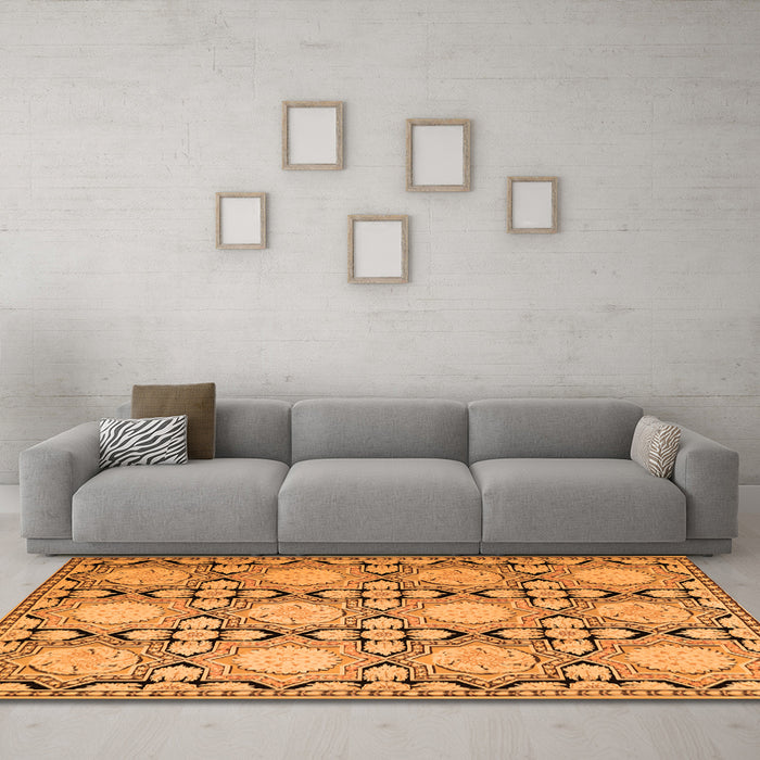 Machine Washable Persian Orange Traditional Area Rugs in a Living Room, wshtr1951org