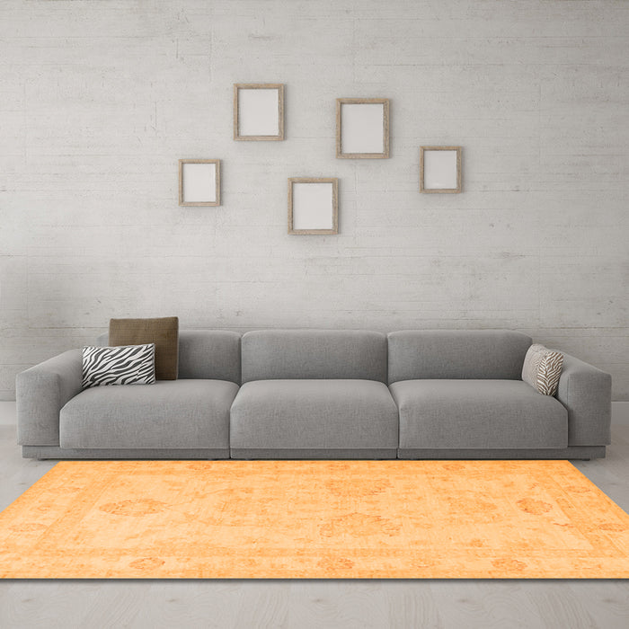 Machine Washable Persian Orange Traditional Area Rugs in a Living Room, wshtr1952org