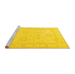 Sideview of Machine Washable Persian Yellow Traditional Rug, wshtr1952yw