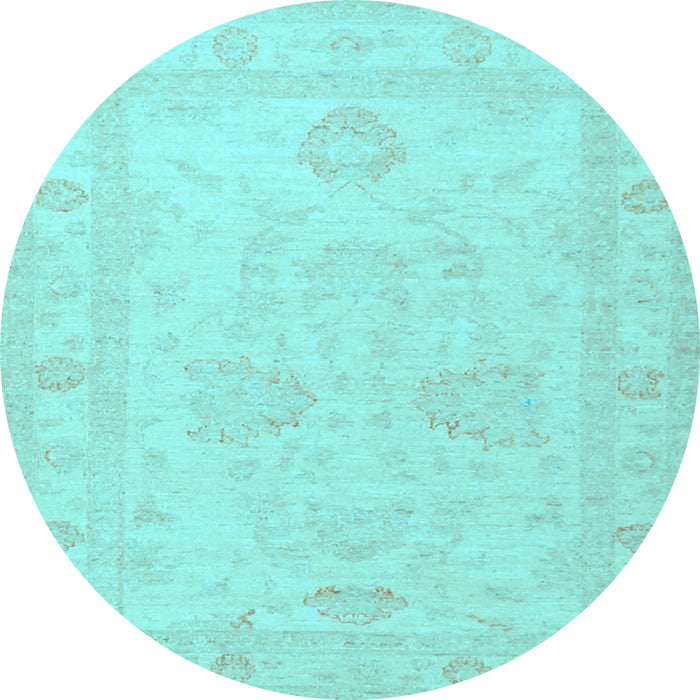 Round Machine Washable Persian Light Blue Traditional Rug, wshtr1952lblu