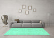 Machine Washable Persian Turquoise Traditional Area Rugs in a Living Room,, wshtr1952turq