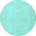 Round Persian Light Blue Traditional Rug, tr1952lblu