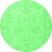 Round Persian Emerald Green Traditional Rug, tr1952emgrn