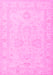 Machine Washable Persian Pink Traditional Rug, wshtr1952pnk