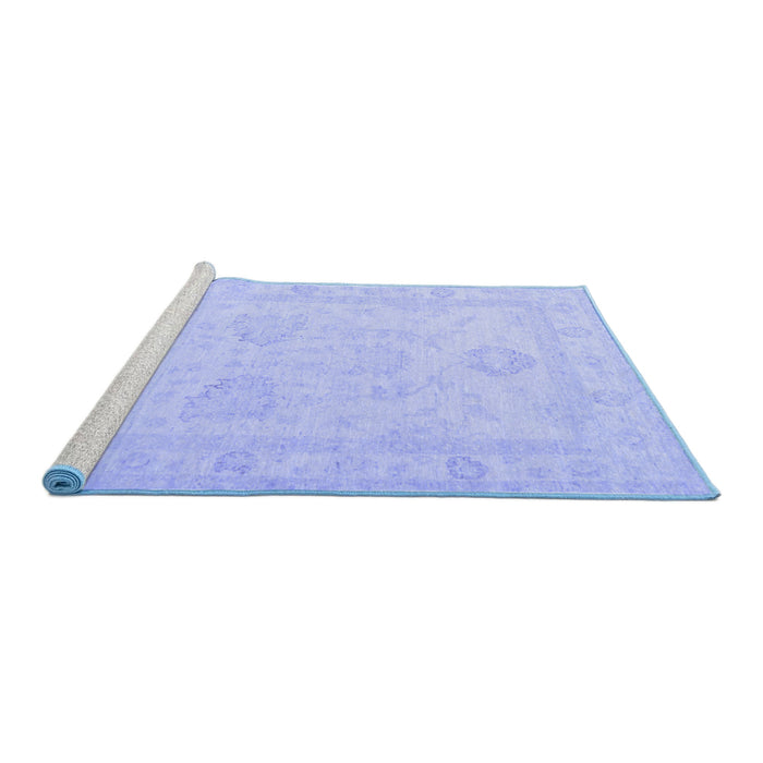 Sideview of Machine Washable Persian Blue Traditional Rug, wshtr1952blu