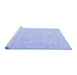 Sideview of Machine Washable Persian Blue Traditional Rug, wshtr1952blu