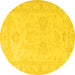 Round Persian Yellow Traditional Rug, tr1952yw