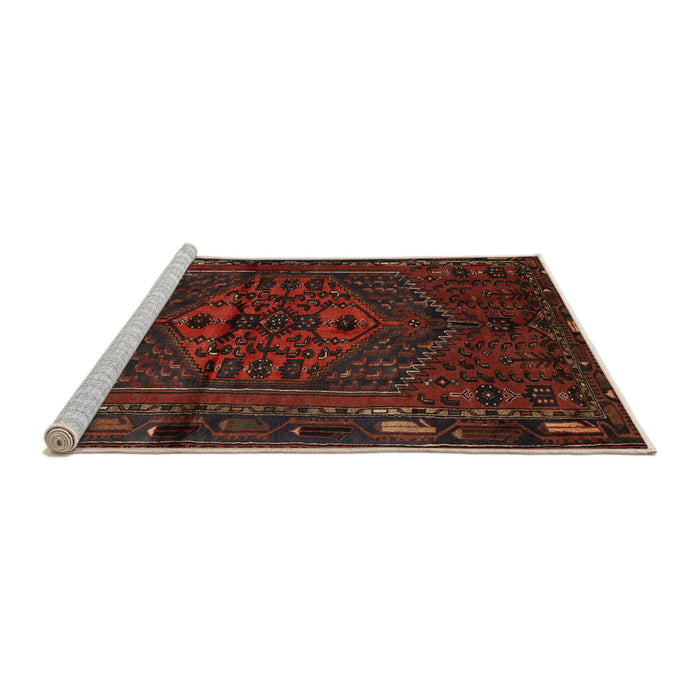 Sideview of Machine Washable Traditional Dark Red Rug, wshtr1953