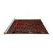 Sideview of Machine Washable Traditional Dark Red Rug, wshtr1953