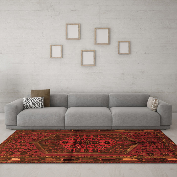 Machine Washable Persian Orange Traditional Area Rugs in a Living Room, wshtr1953org