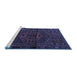 Sideview of Machine Washable Persian Blue Traditional Rug, wshtr1953blu