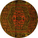 Round Persian Yellow Traditional Rug, tr1953yw