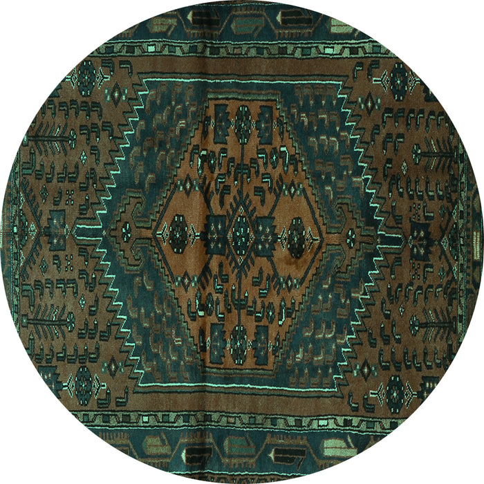Round Persian Turquoise Traditional Rug, tr1953turq