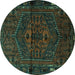 Round Persian Turquoise Traditional Rug, tr1953turq