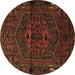 Round Persian Brown Traditional Rug, tr1953brn