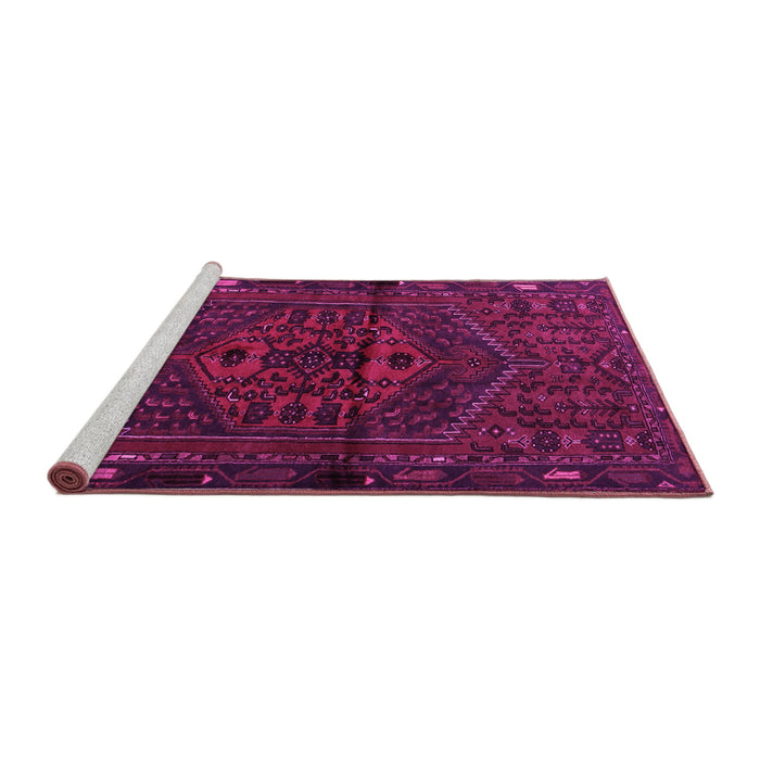 Sideview of Machine Washable Persian Pink Traditional Rug, wshtr1953pnk