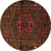 Round Machine Washable Persian Brown Traditional Rug, wshtr1953brn