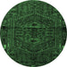 Round Persian Emerald Green Traditional Rug, tr1953emgrn