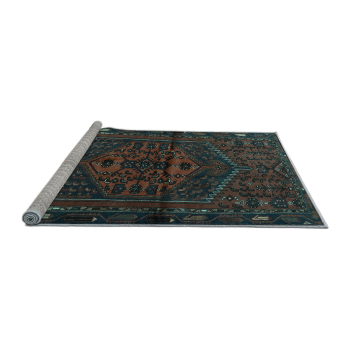 Sideview of Machine Washable Persian Light Blue Traditional Rug, wshtr1953lblu