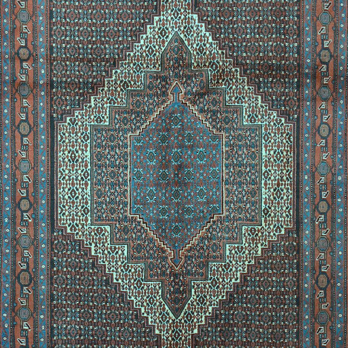 Machine Washable Medallion Light Blue Traditional Rug, wshtr1954lblu