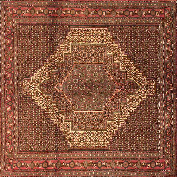 Square Machine Washable Medallion Brown Traditional Rug, wshtr1954brn