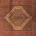 Square Machine Washable Medallion Brown Traditional Rug, wshtr1954brn