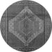 Machine Washable Medallion Gray Traditional Rug, wshtr1954gry