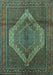 Machine Washable Medallion Turquoise Traditional Area Rugs, wshtr1954turq