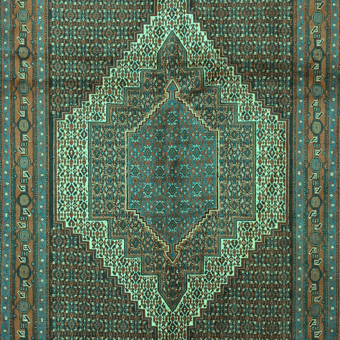 Machine Washable Medallion Turquoise Traditional Area Rugs, wshtr1954turq
