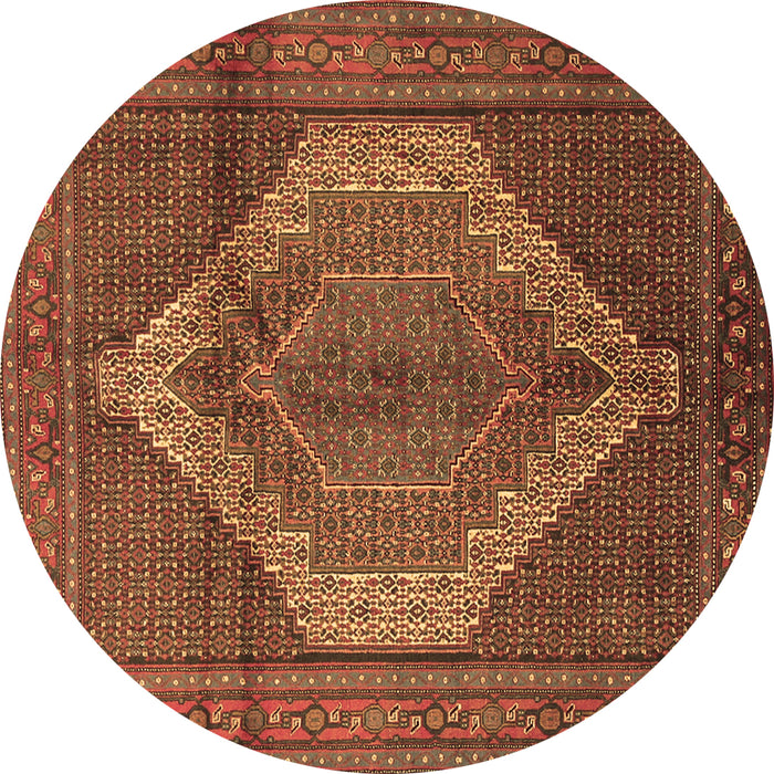 Round Machine Washable Medallion Brown Traditional Rug, wshtr1954brn