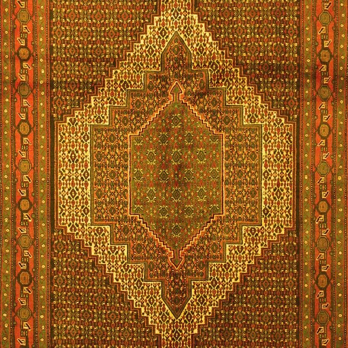 Machine Washable Medallion Yellow Traditional Rug, wshtr1954yw