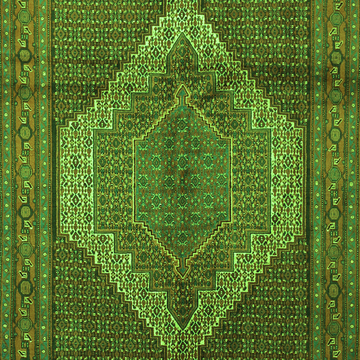Serging Thickness of Machine Washable Medallion Green Traditional Area Rugs, wshtr1954grn