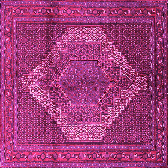 Square Machine Washable Medallion Pink Traditional Rug, wshtr1954pnk