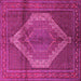 Square Machine Washable Medallion Pink Traditional Rug, wshtr1954pnk