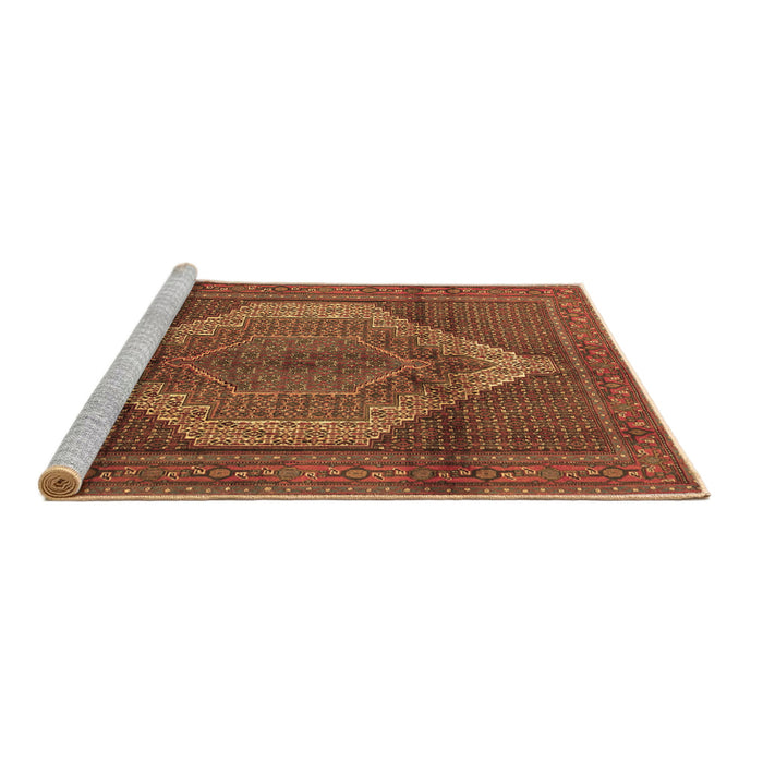Sideview of Machine Washable Medallion Brown Traditional Rug, wshtr1954brn
