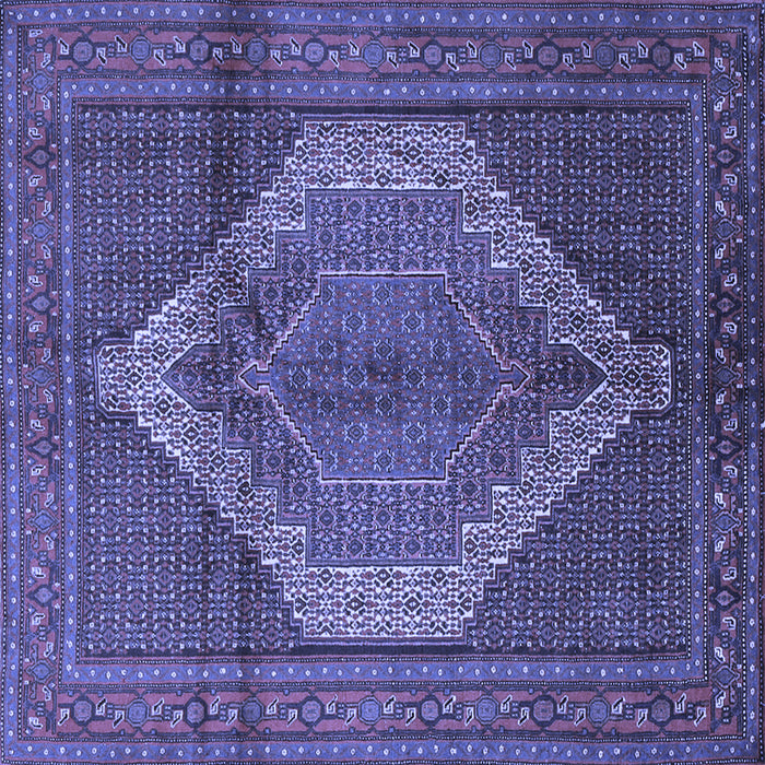 Square Machine Washable Medallion Blue Traditional Rug, wshtr1954blu