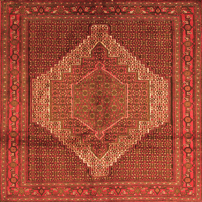 Round Machine Washable Medallion Orange Traditional Area Rugs, wshtr1954org