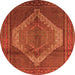 Square Medallion Orange Traditional Rug, tr1954org