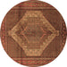 Round Medallion Brown Traditional Rug, tr1954brn