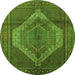 Square Medallion Green Traditional Rug, tr1954grn