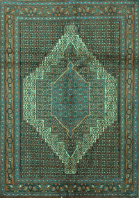 Medallion Turquoise Traditional Rug, tr1954turq