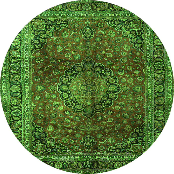Square Medallion Green Traditional Rug, tr1955grn