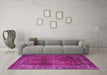 Machine Washable Medallion Pink Traditional Rug in a Living Room, wshtr1955pnk