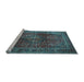 Sideview of Machine Washable Medallion Light Blue Traditional Rug, wshtr1955lblu