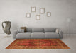 Machine Washable Medallion Orange Traditional Area Rugs in a Living Room, wshtr1955org