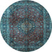 Round Medallion Light Blue Traditional Rug, tr1955lblu