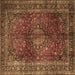 Square Machine Washable Medallion Brown Traditional Rug, wshtr1955brn