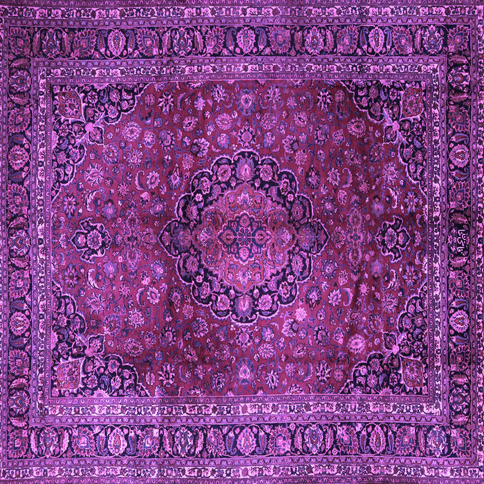 Square Machine Washable Medallion Purple Traditional Area Rugs, wshtr1955pur