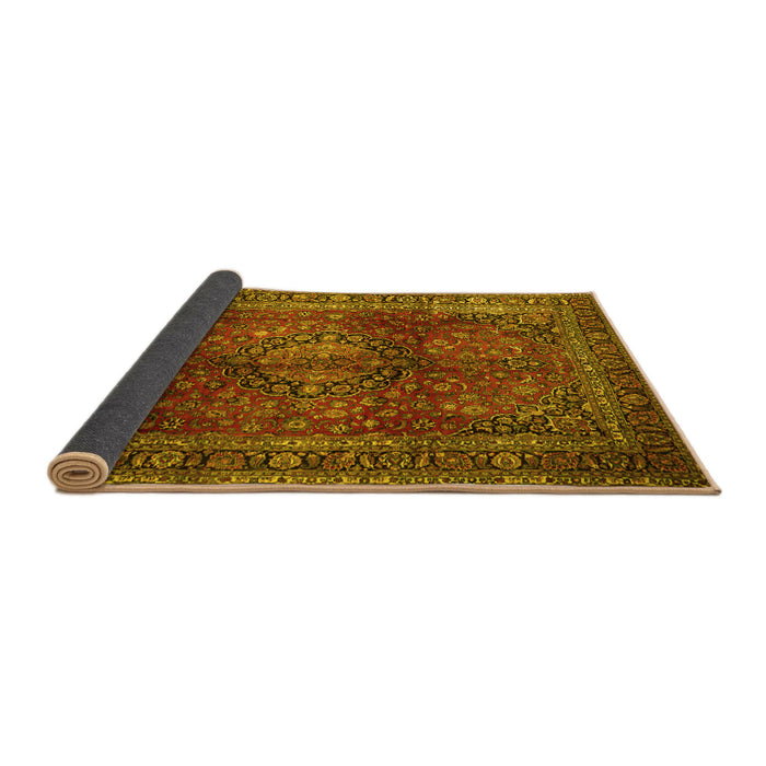 Sideview of Medallion Yellow Traditional Rug, tr1955yw