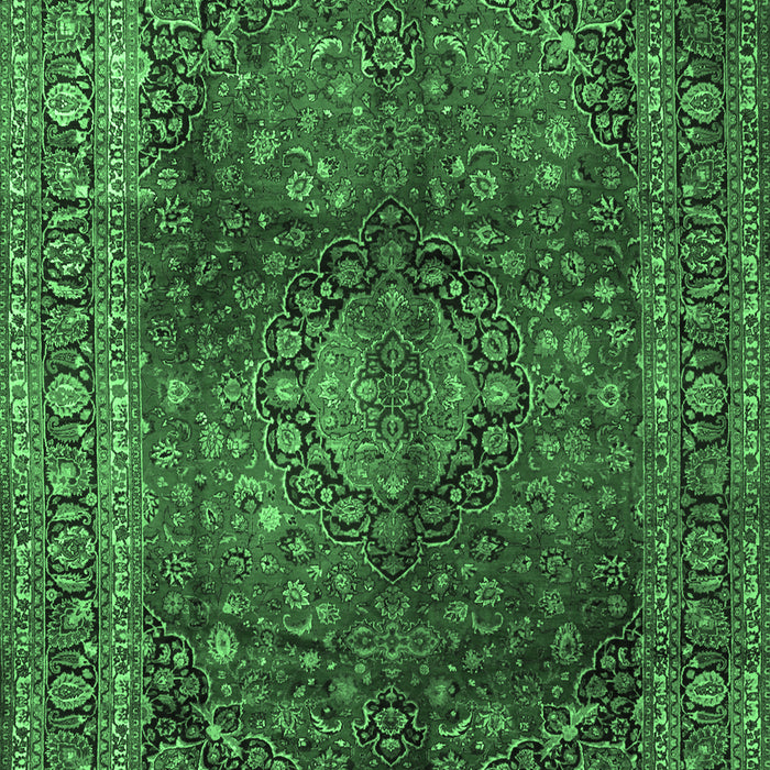 Machine Washable Medallion Emerald Green Traditional Area Rugs, wshtr1955emgrn